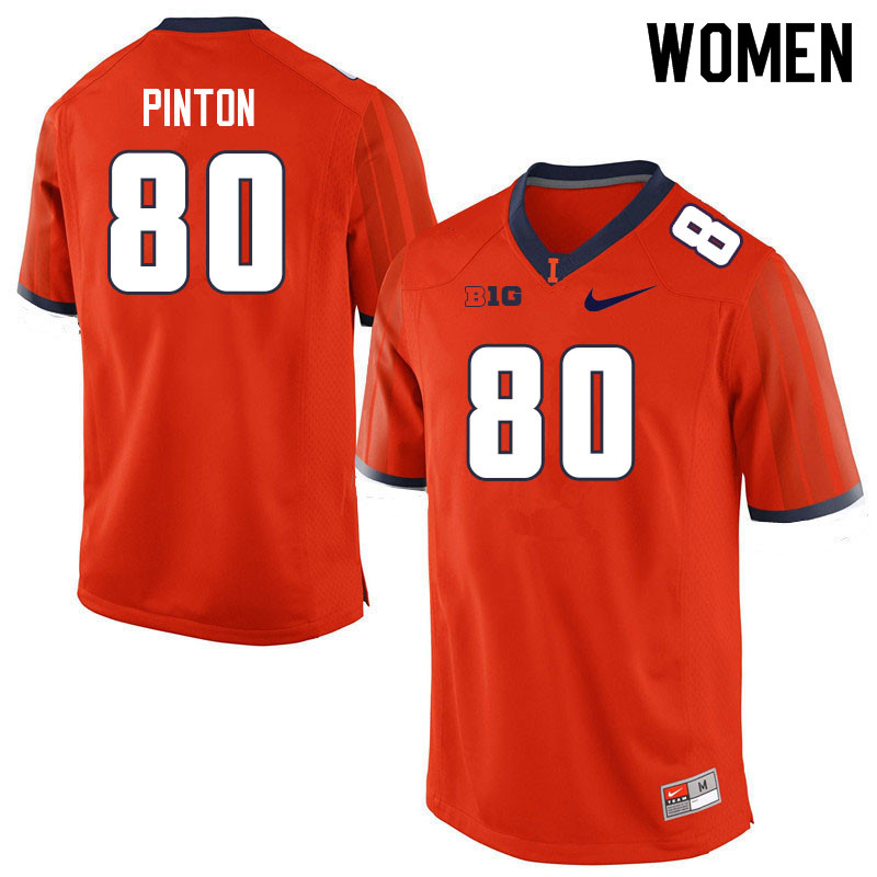 Women #80 Fabrizio Pinton Illinois Fighting Illini College Football Jerseys Sale-Orange